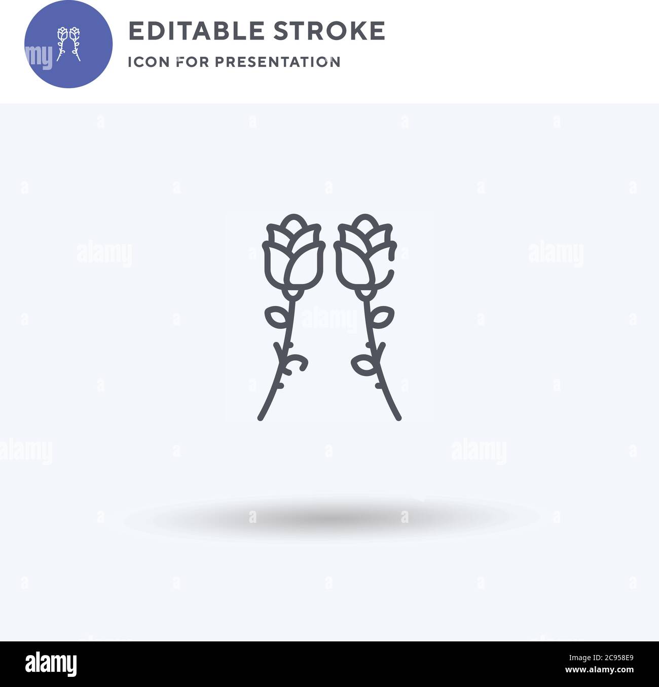 Rose icon vector, filled flat sign, solid pictogram isolated on white ...