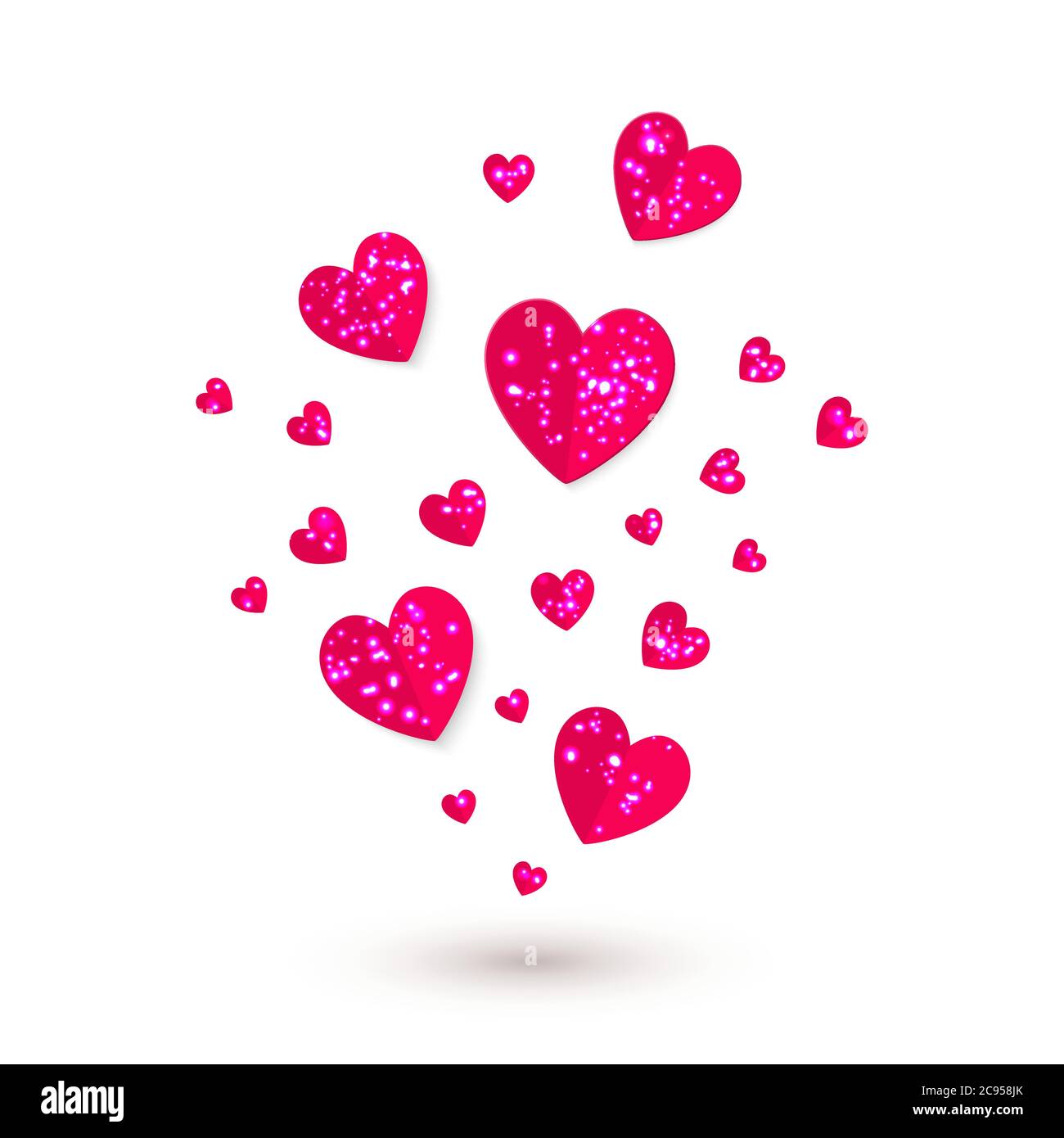 Vector Valentines Day illustration of paper red hearts isolated on ...