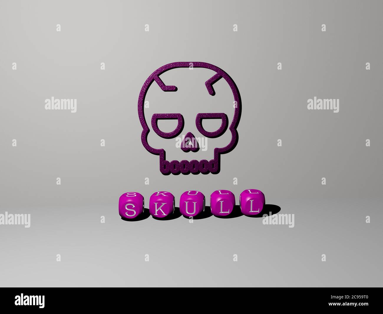 Skull Using Text 3D graphical image of skull vertically along with text built by ...