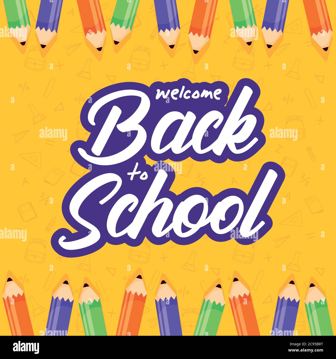 back to school poster with colors pencils vector illustration design Stock Vector Image & Art