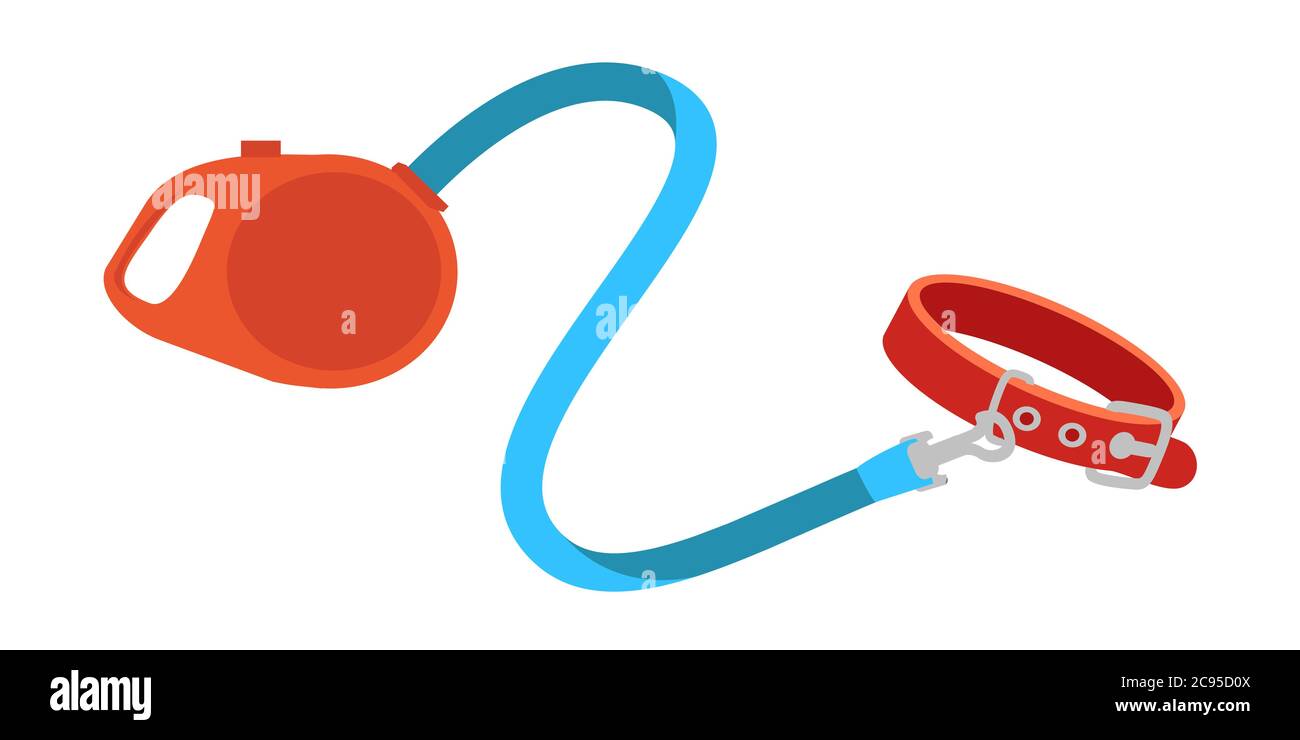 Retractable leash flat vector illustration Stock Vector