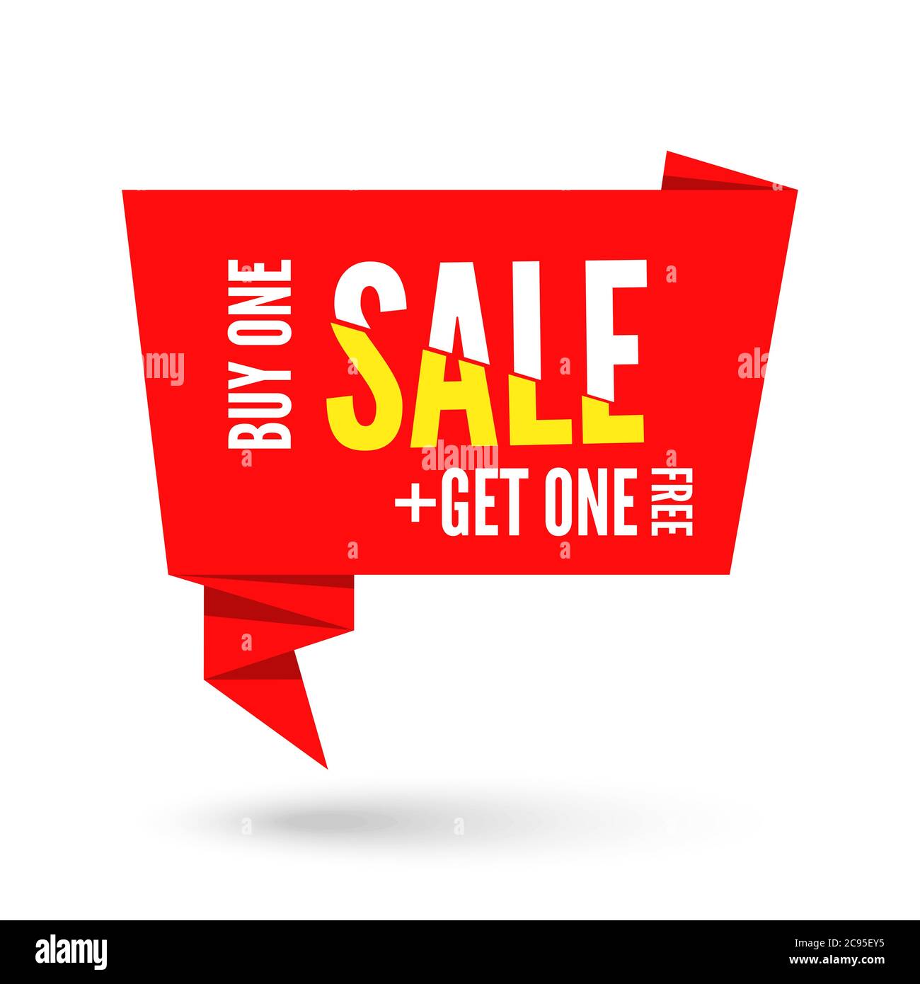 Red Origami paper speech bubble for sale. Vector ribbon banner design ...