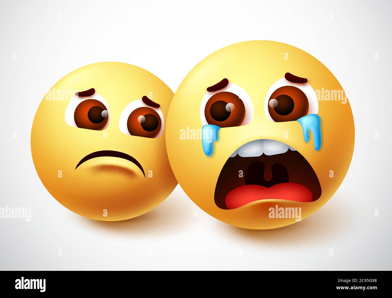 Smiley emoji of lonely friend vector character design. Crying emoji with presence of friend with lonely facial expressions. Vector illustration Stock Vector
