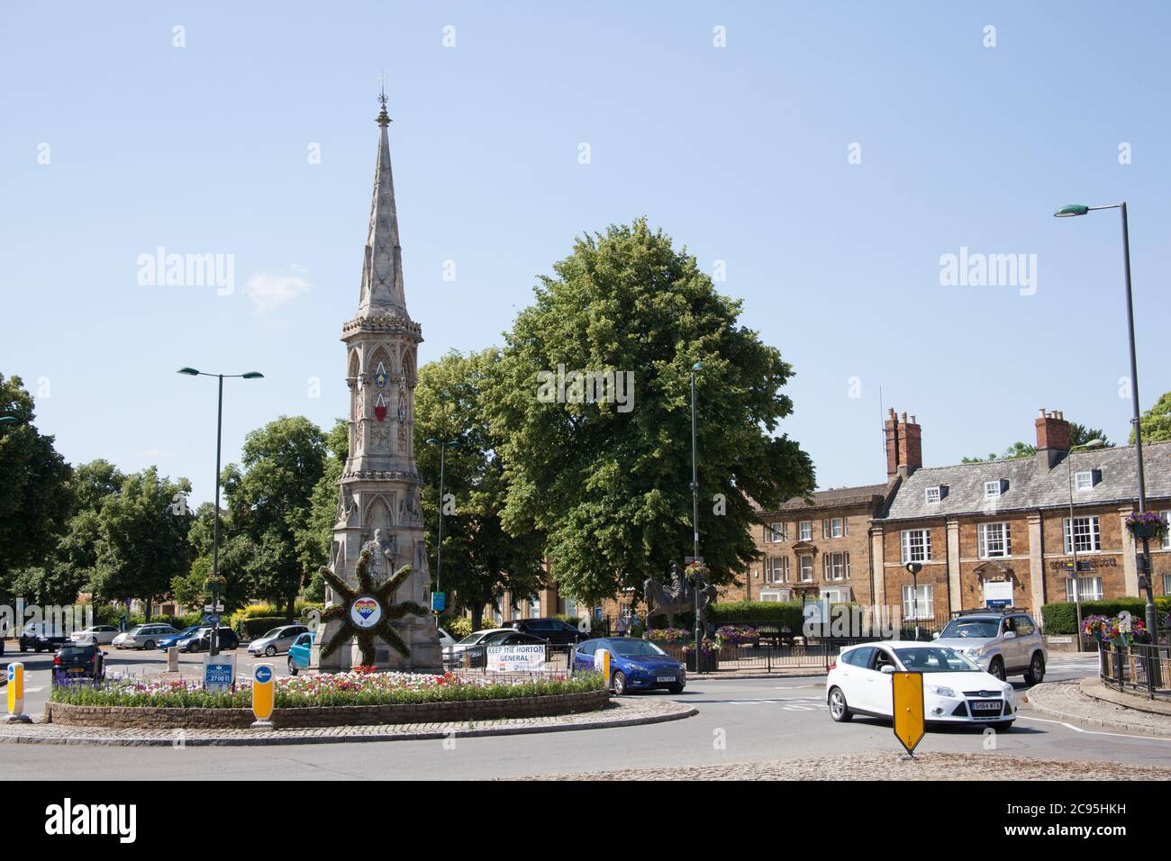 Banbury Cross in the centre of Banbury in Oxfordshire, UK Stock Photo