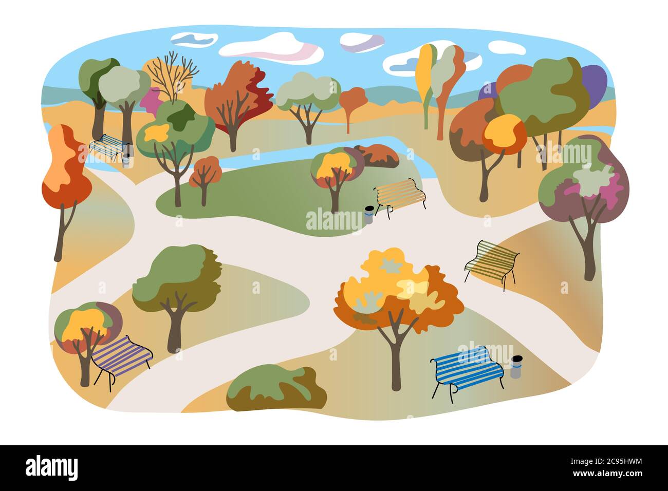 Autumn city park flat illustration Stock Vector Image & Art - Alamy
