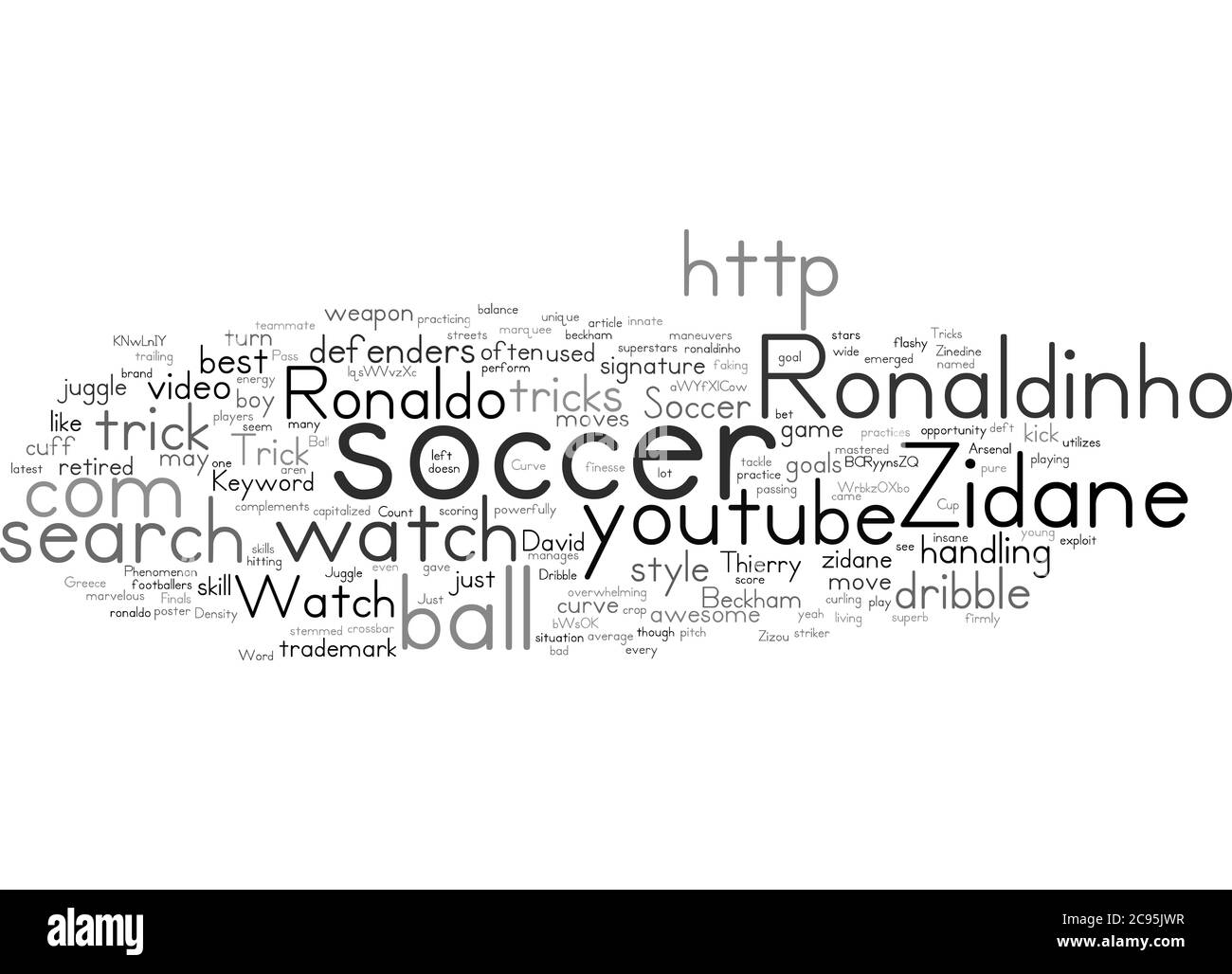 Word Cloud Summary Of Soccer Trick Article Stock Photo Alamy