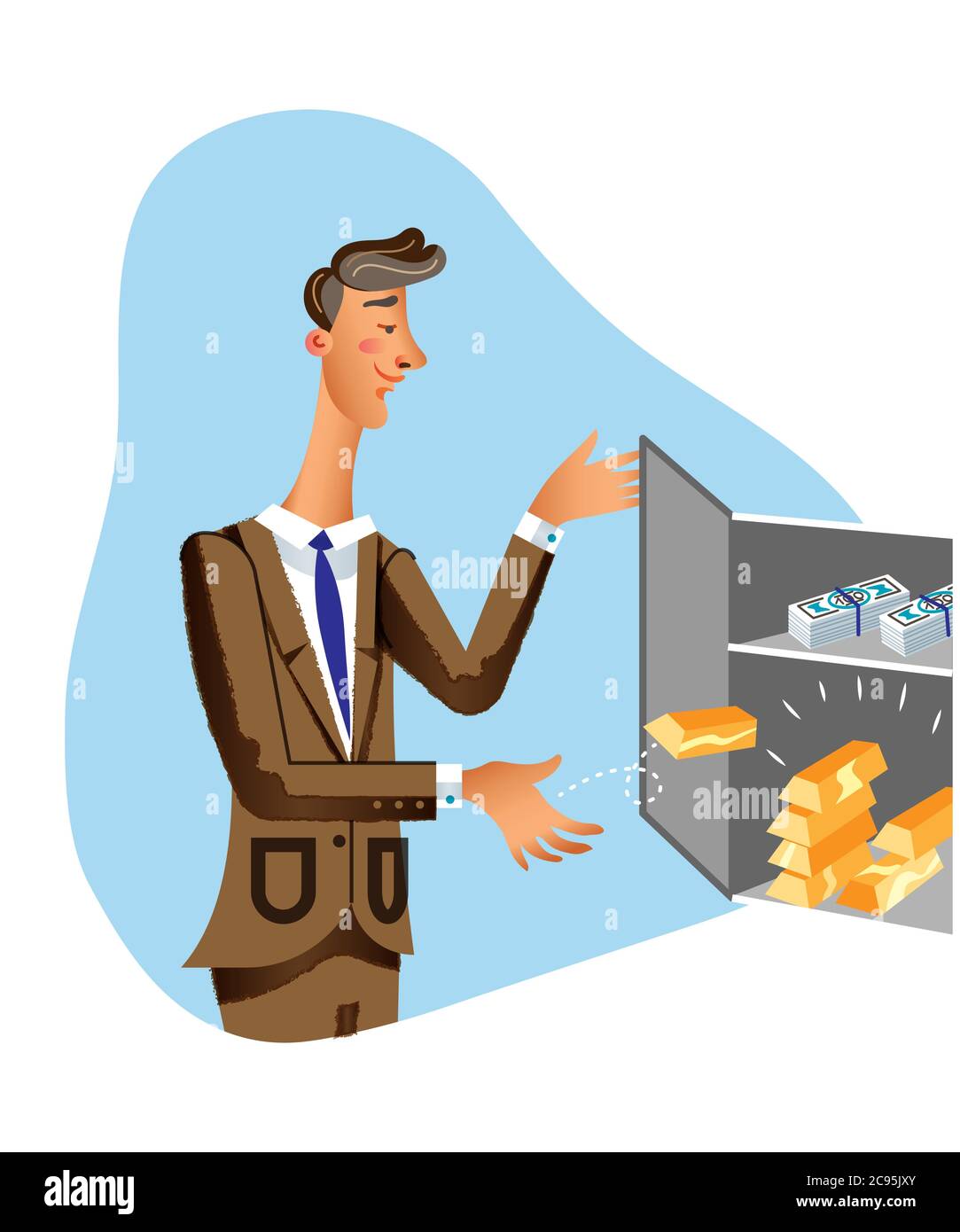 Rich businessman flat vector illustration Stock Vector