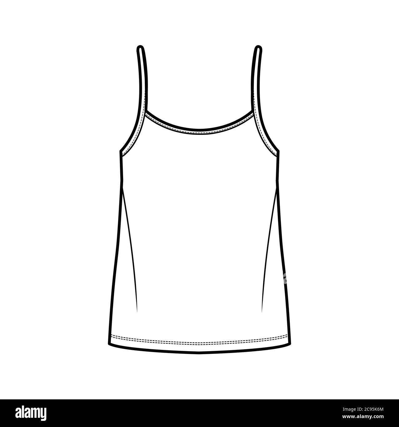 Camisole top technical fashion illustration with oversized body, bonded ...
