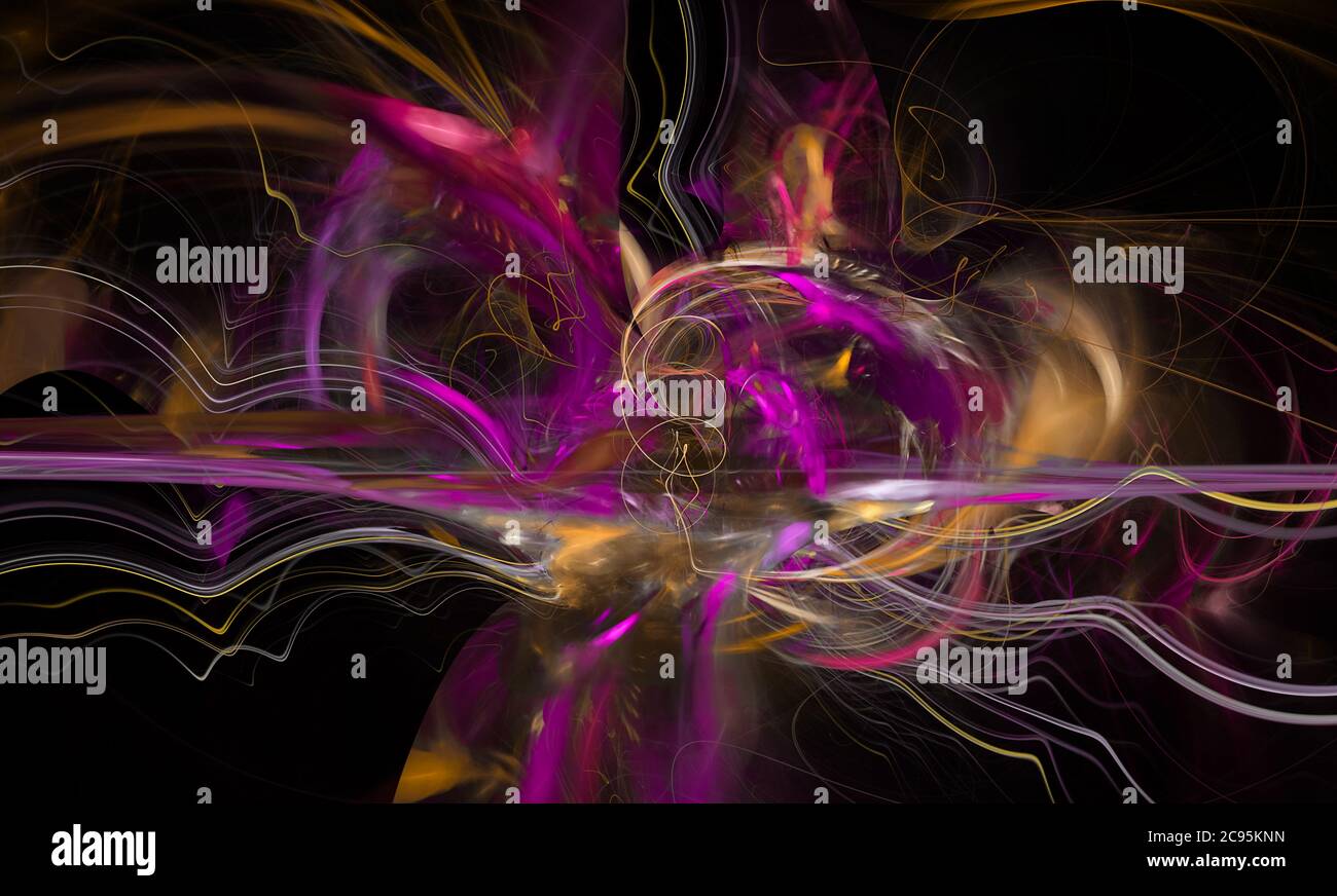 Fractal, an abstract electric discharge on a black background Stock Photo