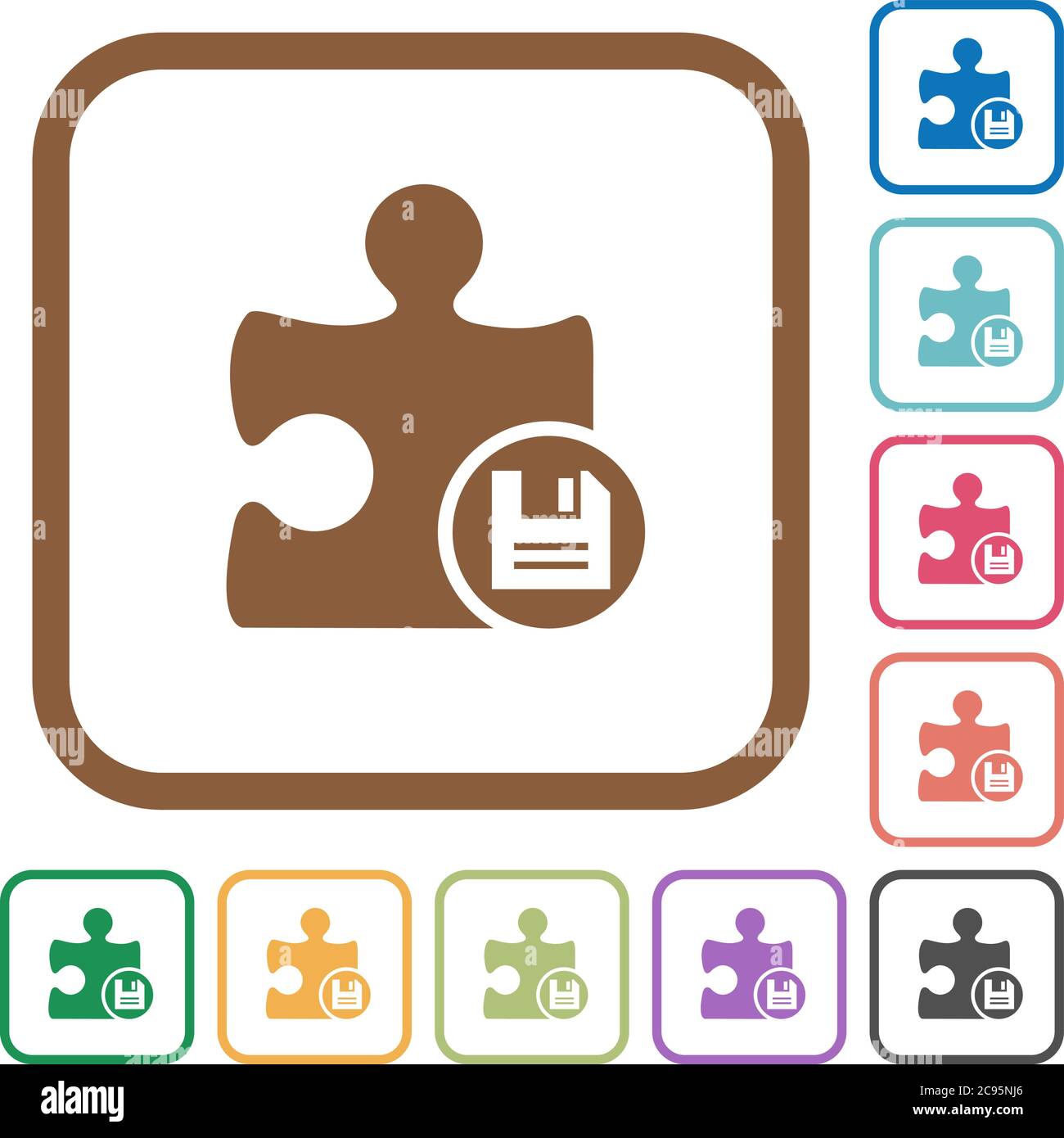 Save plugin simple icons in color rounded square frames on white ...