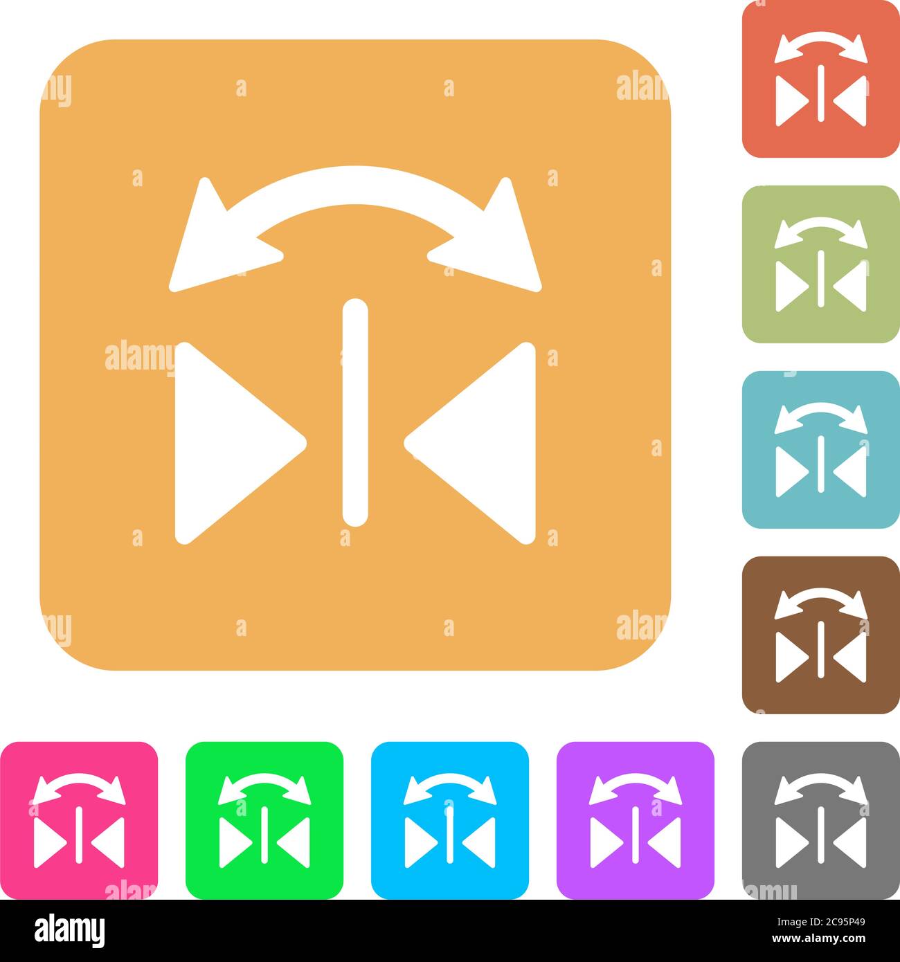 Horizontal flip flat icons on rounded square vivid color backgrounds ...