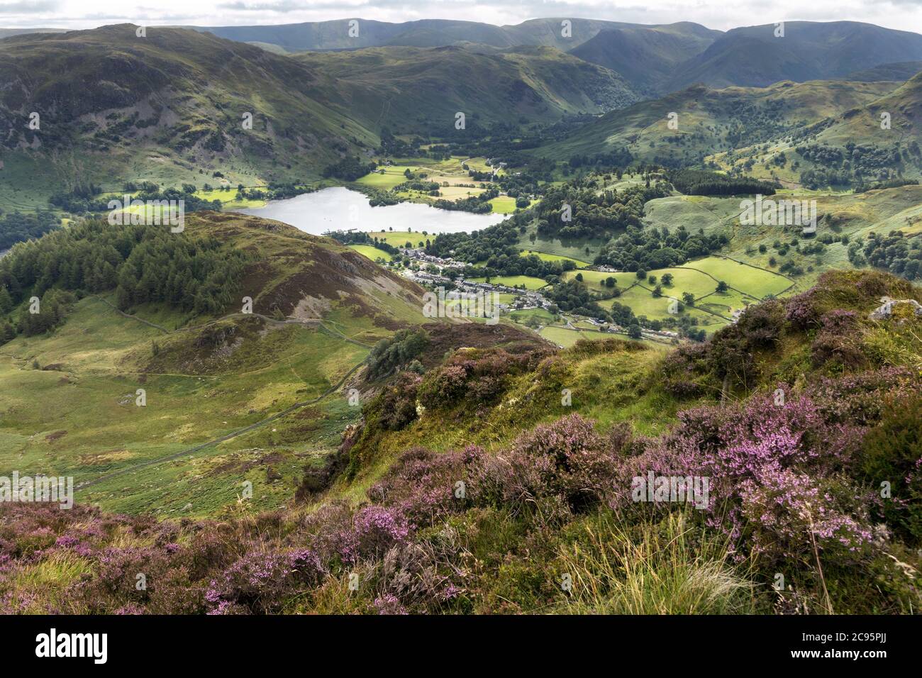 Glenridding and Patterdale from Heron Pike, Lake District, Cumbria, UK Stock Photo