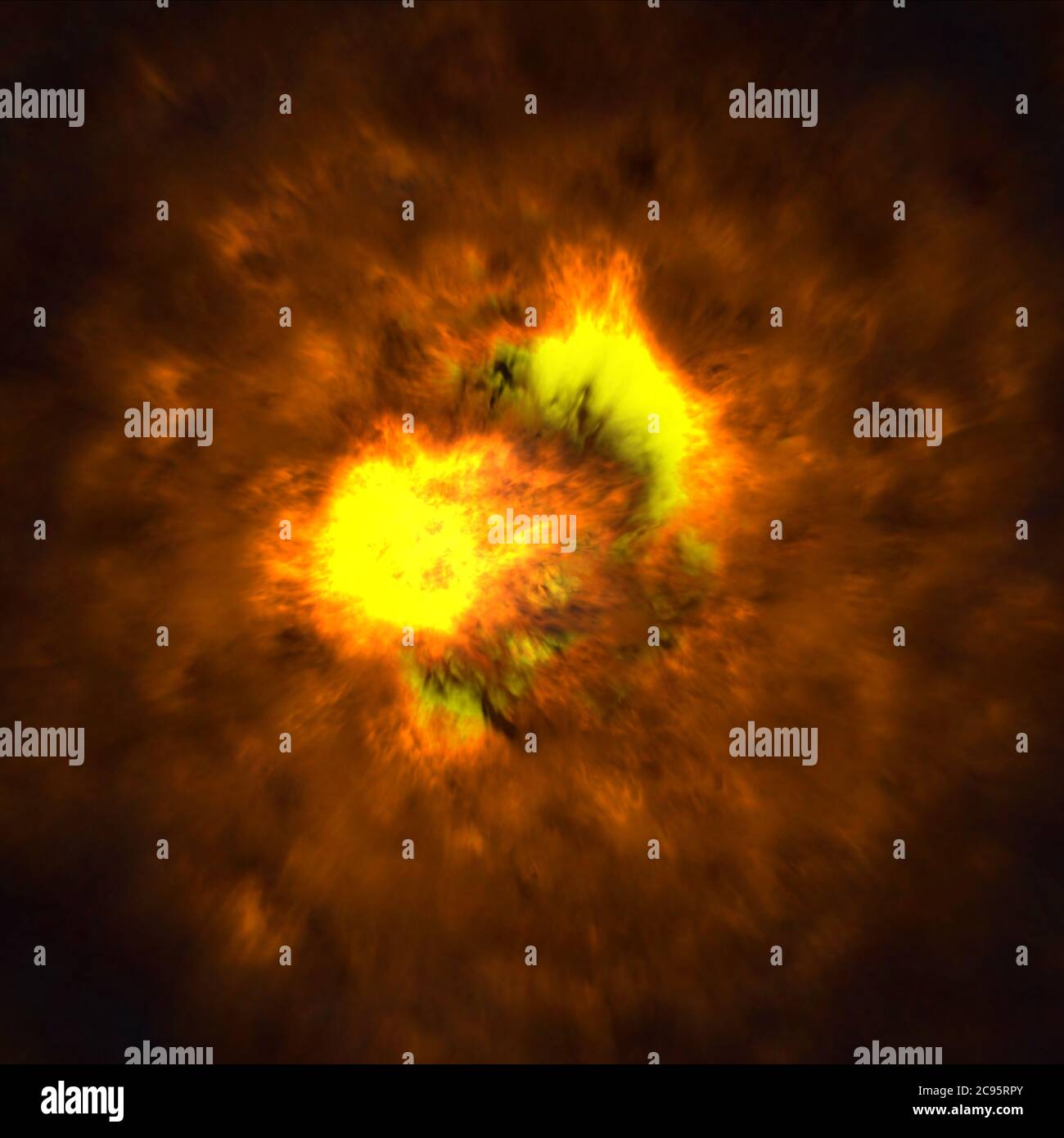 fire flame ball explosion in space, abstract illustration Stock Photo ...