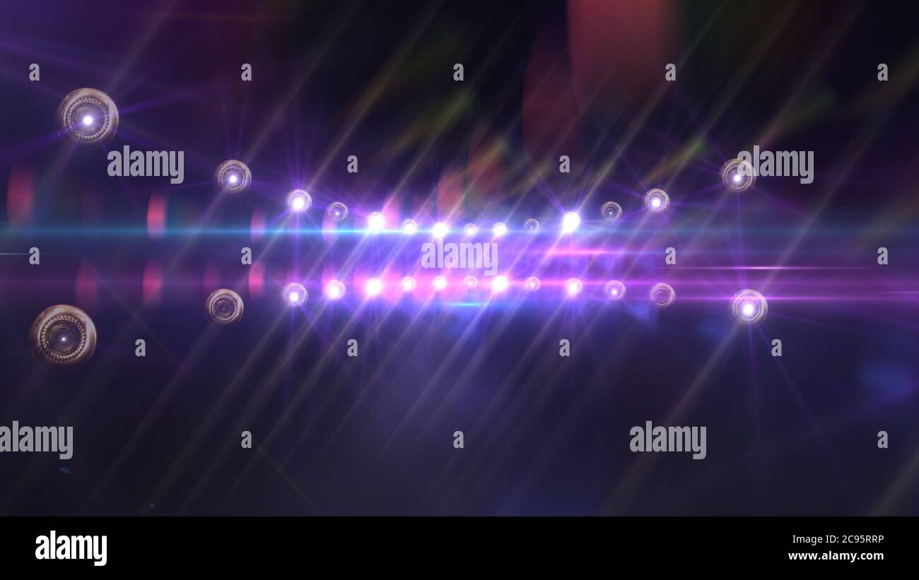 Bright stadium arena lighting spotlight 3d illustration render Stock