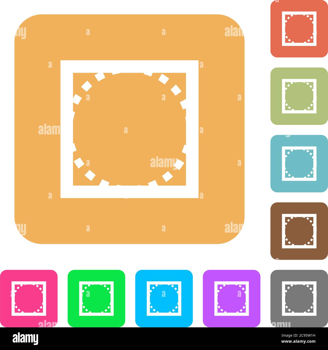 Rounded corner settings flat icons on rounded square vivid color backgrounds. Stock Vector