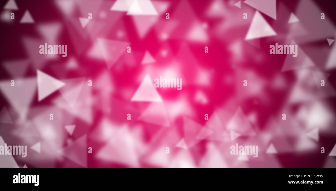 Flying triangular shapes over pink background Stock Photo