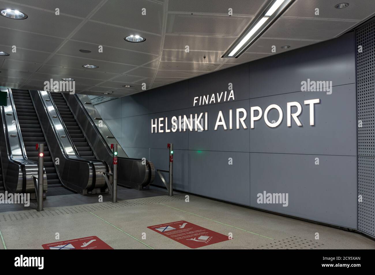 Escalators at Helsinki airport in Vantaa, Finland Stock Photo