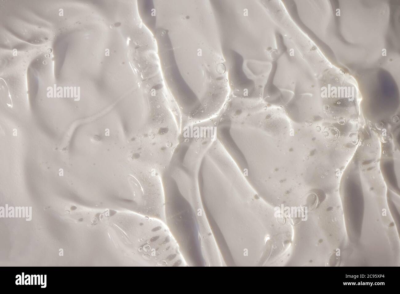 Transparent bubble gel texture. Skincare product,welness background Stock Photo