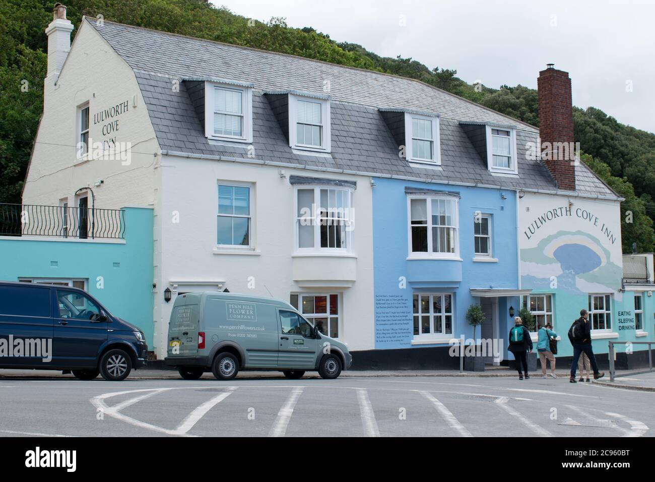 Lulworth Cove Inn public house facade, Isle of Purbeck, Dorset, UK Stock Photo