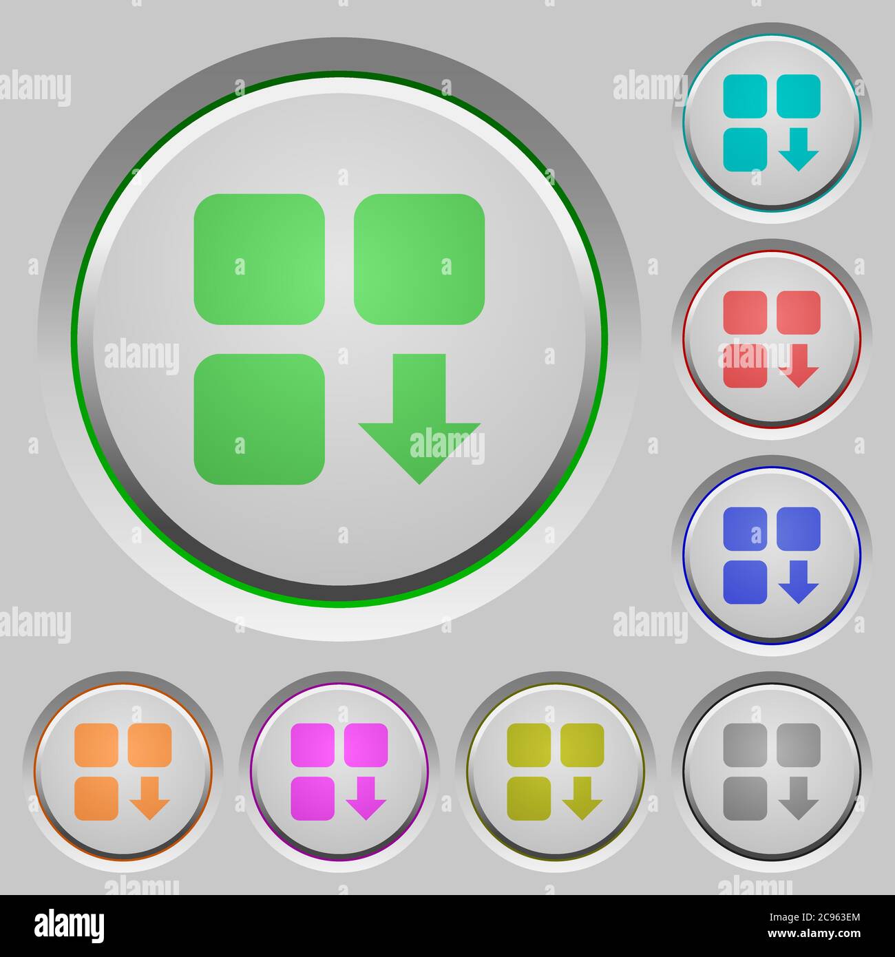 Move down component color icons on sunk push buttons Stock Vector Image ...