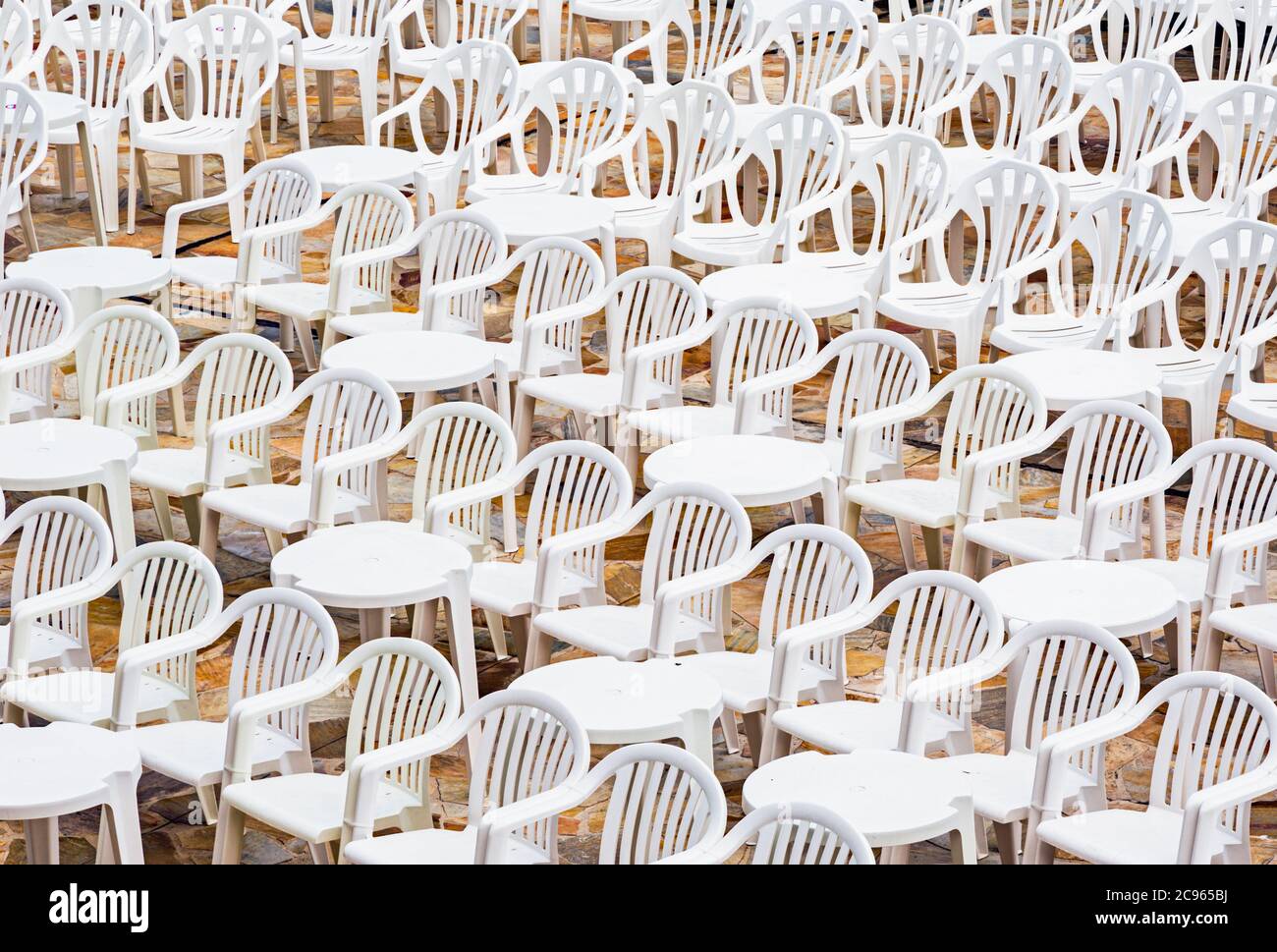 Plastic tables and chairs hires stock photography and images Alamy