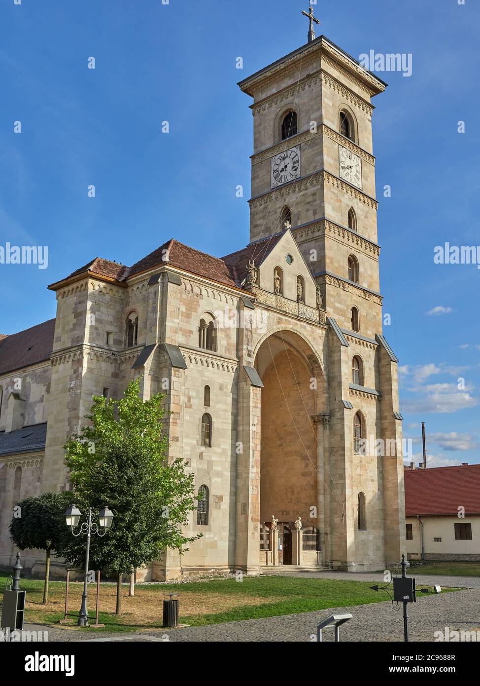 Alba Iulia, Romania - September 20, 2019: The Saint Michael's catholic cathedral within Alba Carolina Fortress. Alba Iulia, Romania Stock Photo