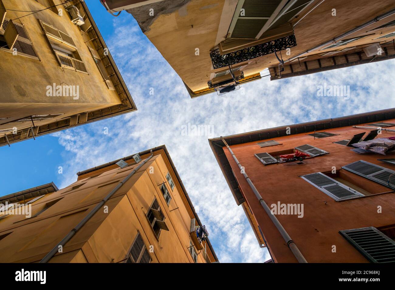 Old buildings in the narrow streets of the old town, Nice, Cote d'Azur, France, Europe Stock Photo
