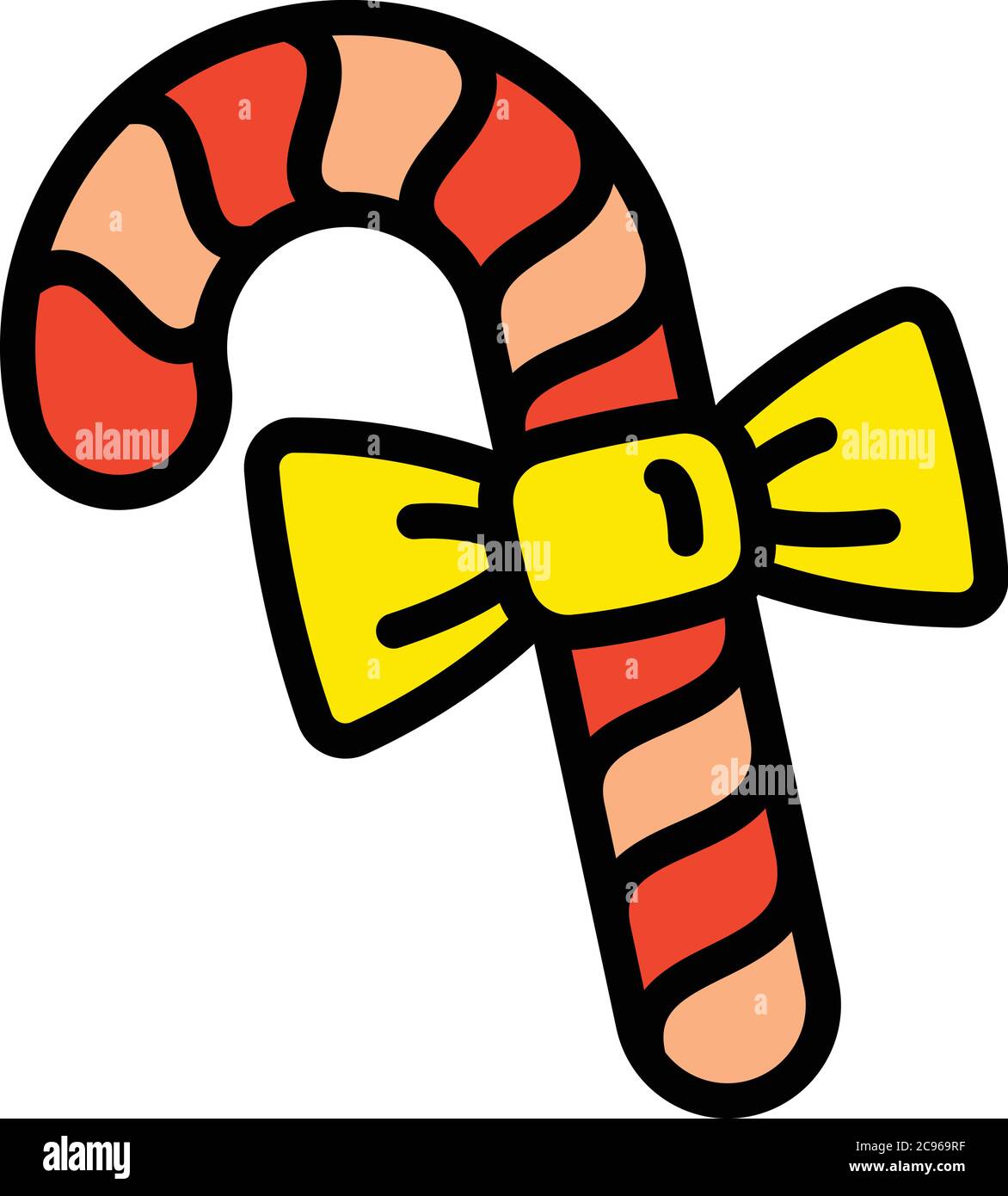 Christmas candy stick tree toy icon. Outline Christmas candy stick tree