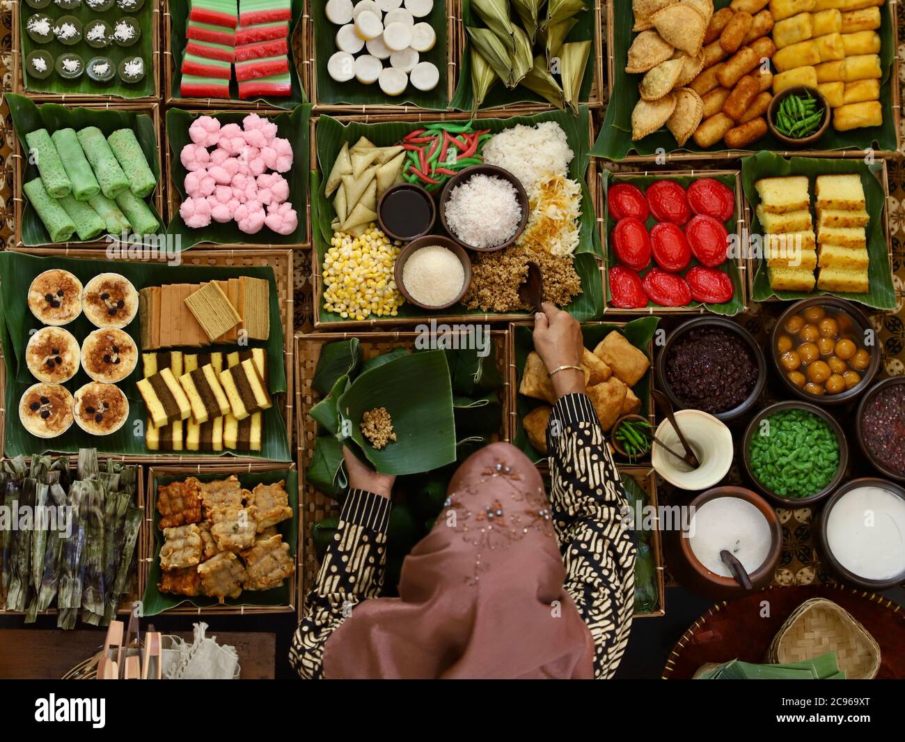 Kios Jajan Pasar, the Traditional Indonesian Sweet and Savoury Snack Stall Stock Photo