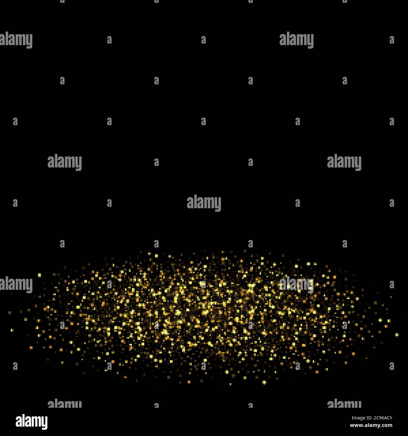 Gold glitter texture on a black background,confetti golden abstract texture. Design element. Stock Vector