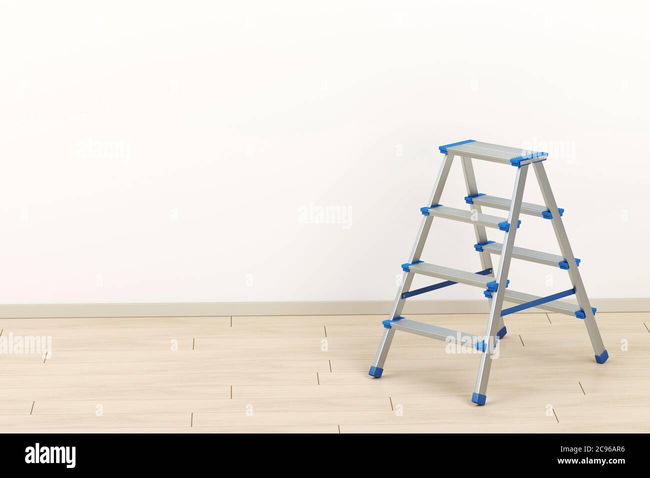Small aluminum ladder in the room Stock Photo