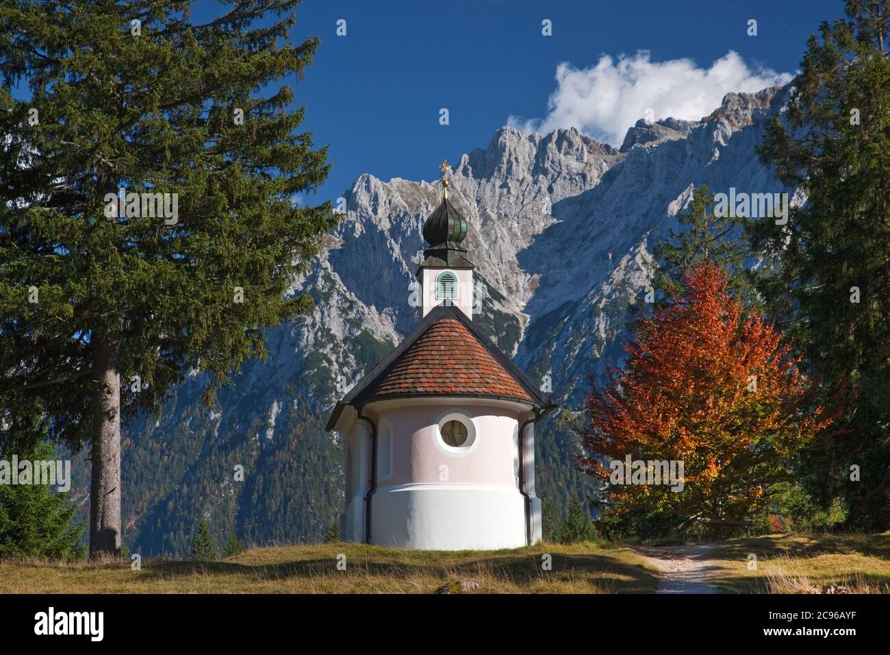 geography / travel, Germany, Bavaria, Mittenwald, chapel Saint Mary queen outside of the Karwendel Mou, Additional-Rights-Clearance-Info-Not-Available Stock Photo