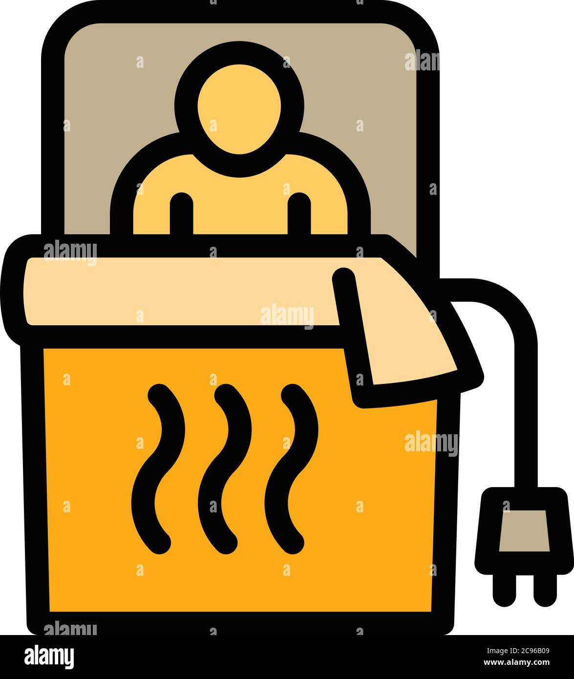 Man electric blanket icon. Outline man electric blanket vector icon for