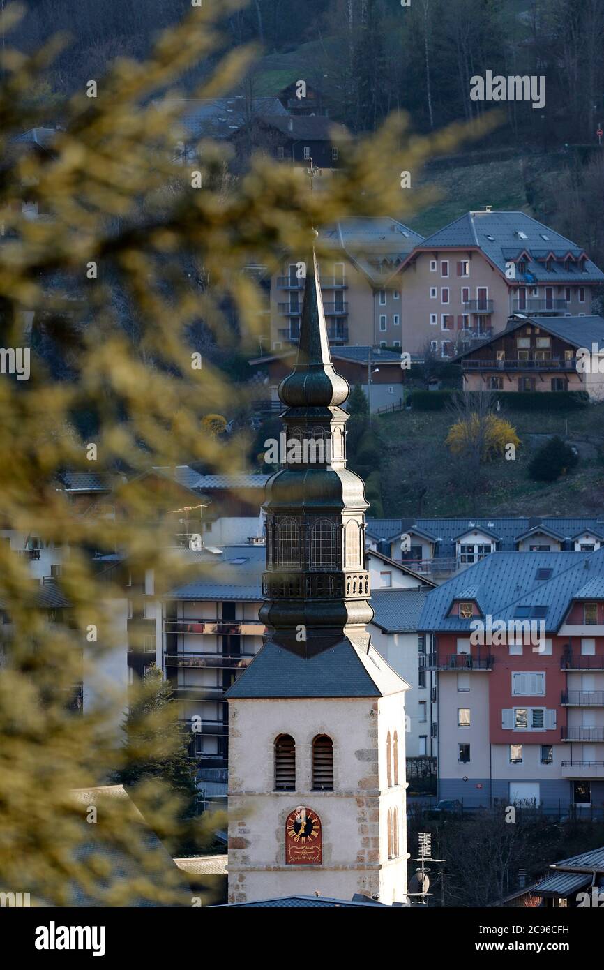 Baroque  bell tower. Saint-Gervais church.     France. Stock Photo