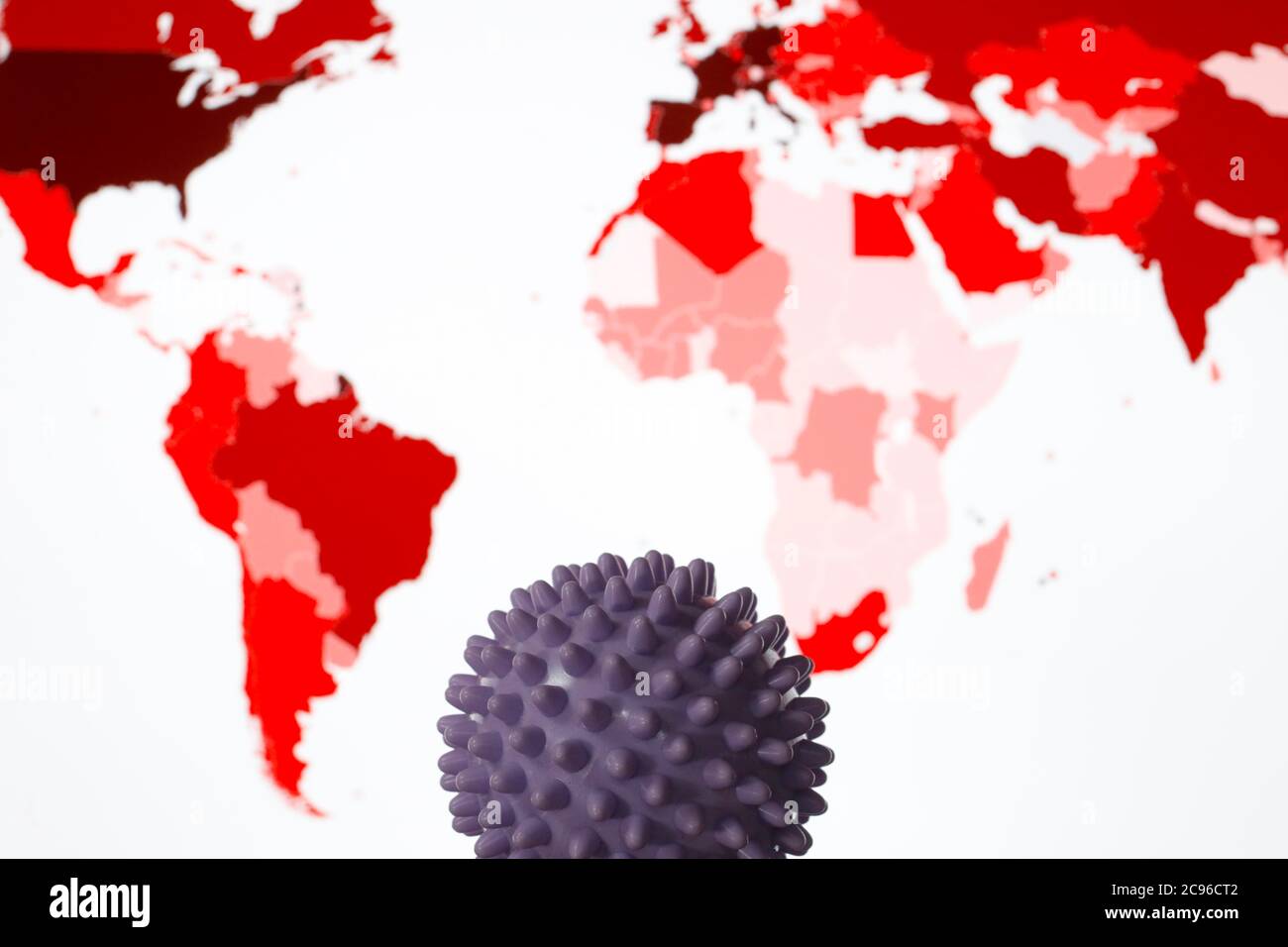 Coronavirus epidemic (COVID-19). Website. World map showing the global pandemic. France. Stock Photo