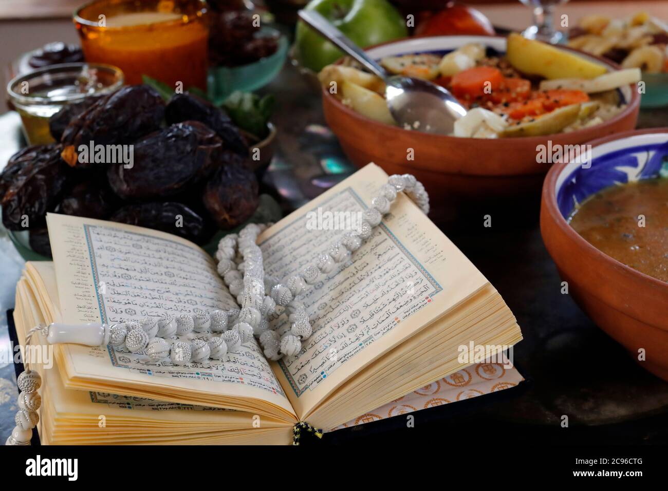 Traditional meal for iftar in time of Ramadan after the fast has been broken.  France. Stock Photo