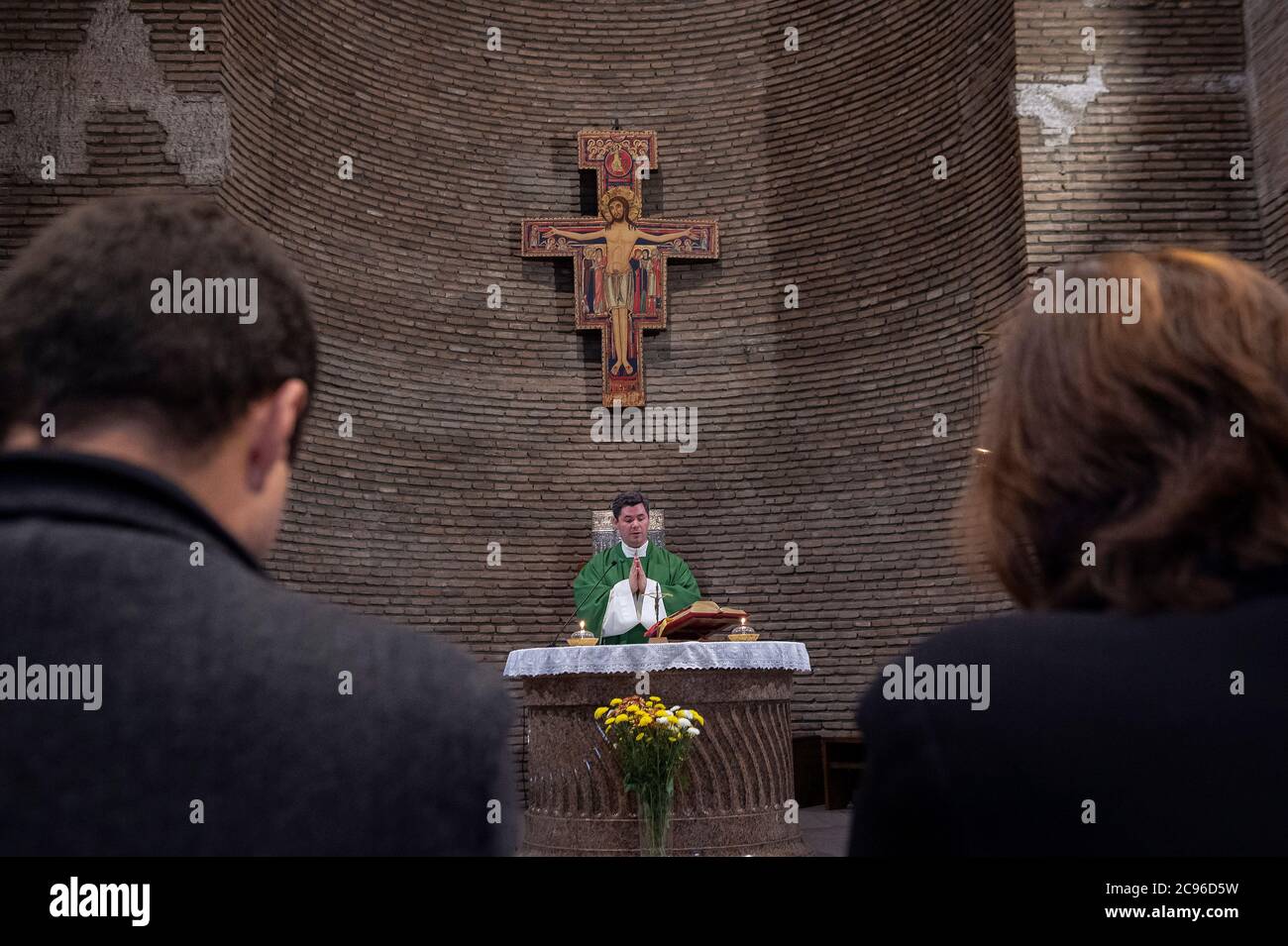 Holy Mass at the San Lorenzo in Piscibus Church in Rome, Italy Stock