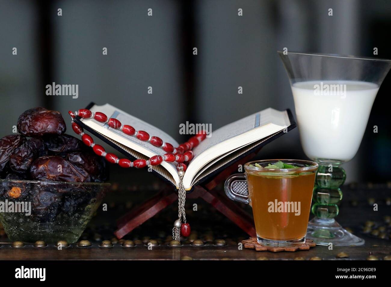 Traditional meal for iftar in time of Ramadan after the fast has been broken.  France. Stock Photo