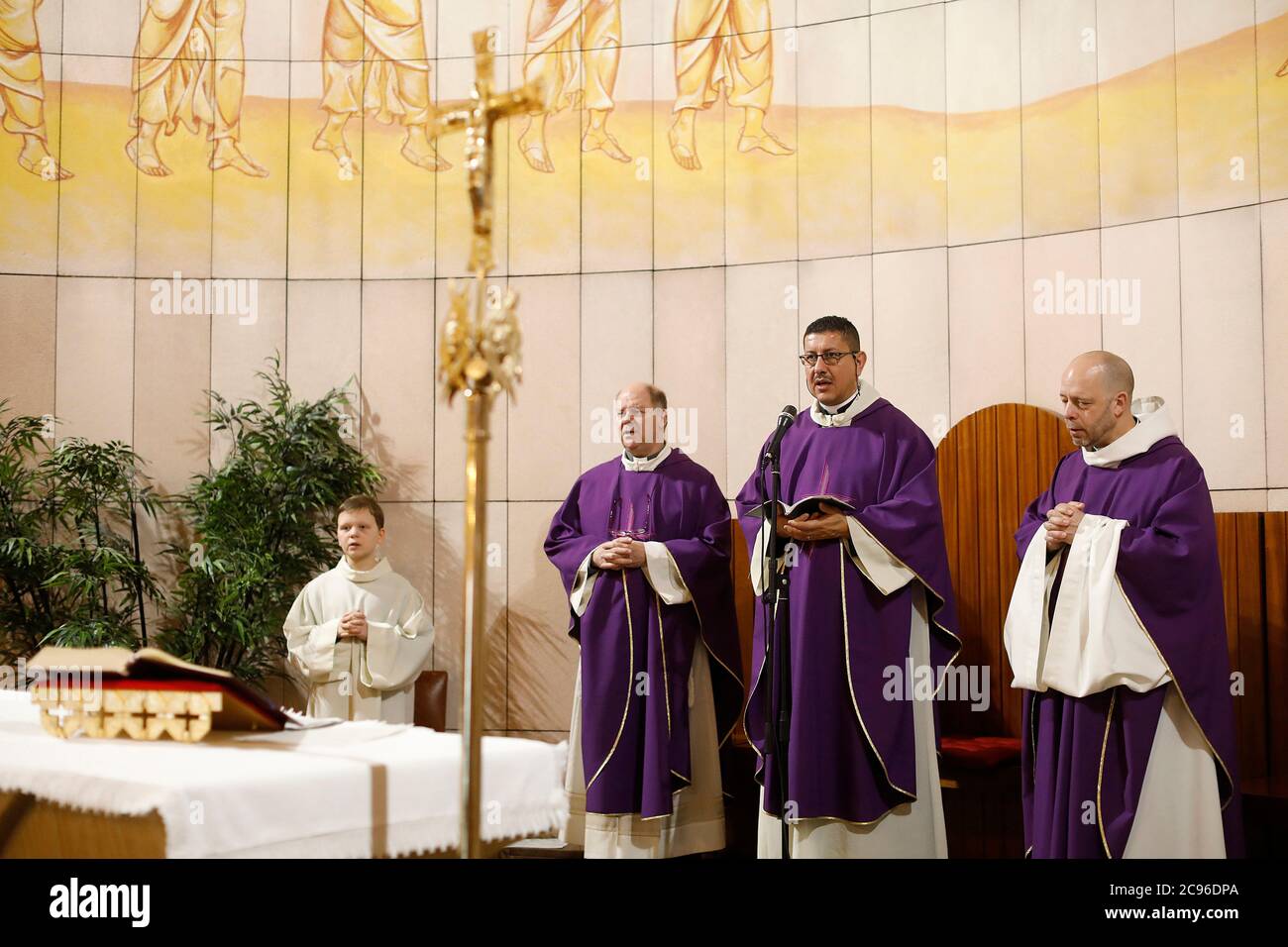 Mass in Sainte Rita's chapel, FontenayauxRoses, France Stock Photo