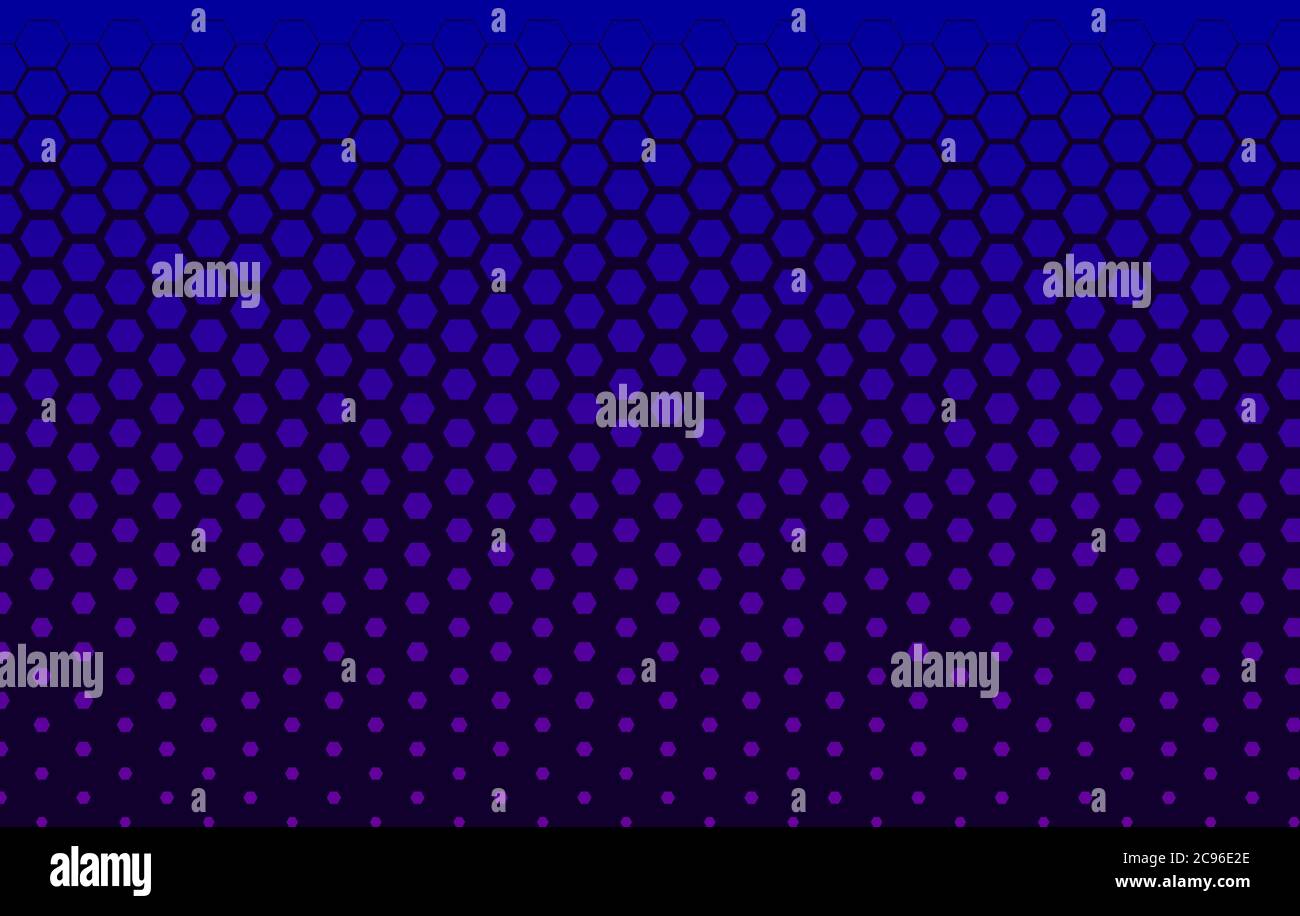 Halftone technology banner with hexagons, futuristic blue gradient background, digital element, hexagon pattern Stock Vector