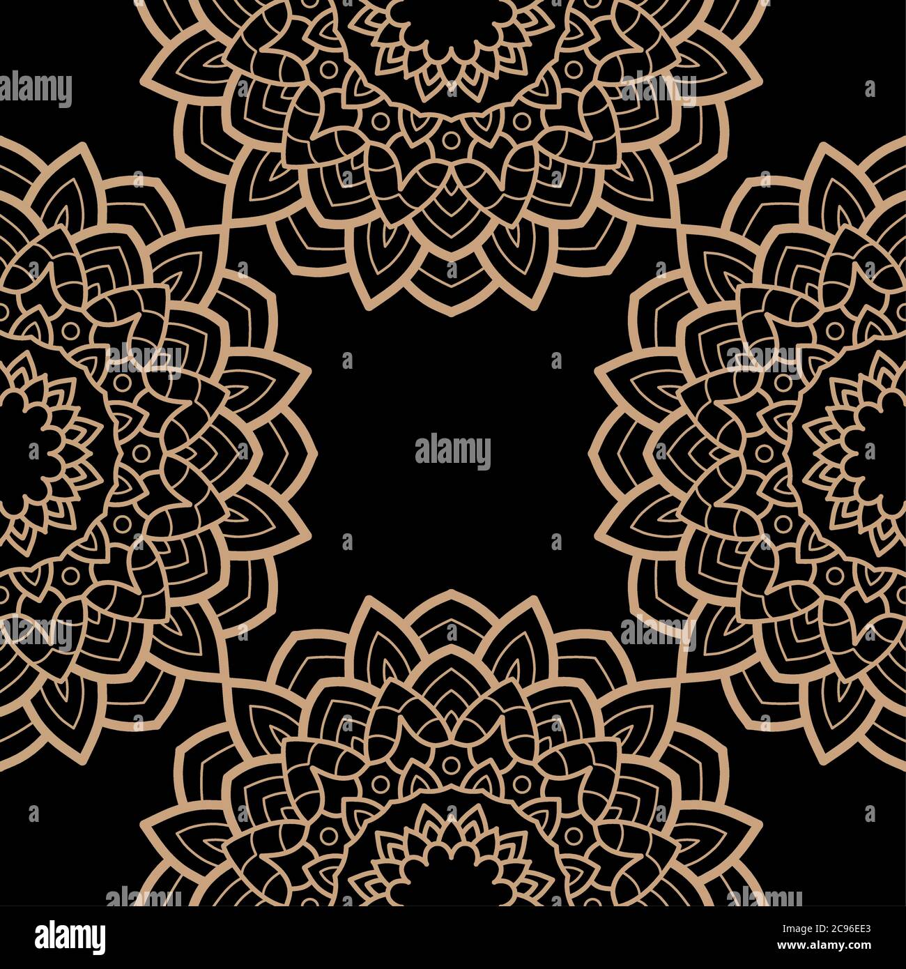 decorative floral mandala with black background vector illustration ...