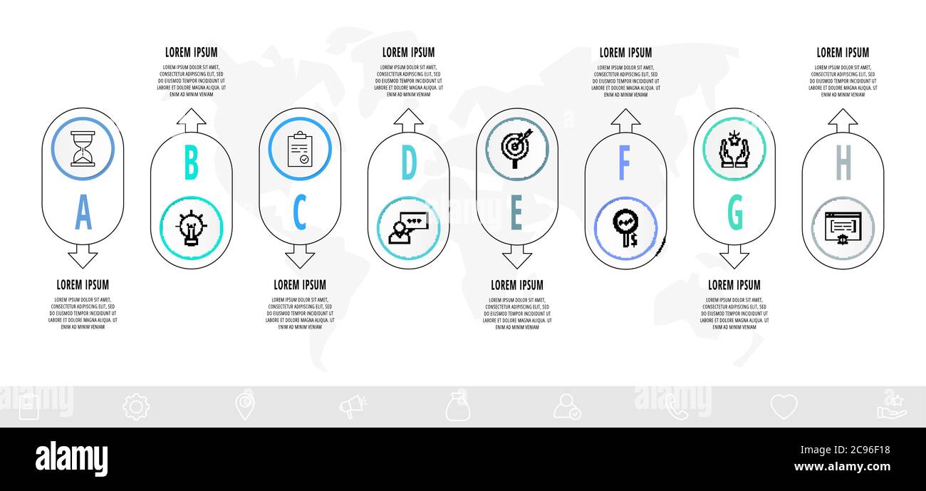 Vector circle infographics with 8 arrows. Eight step line template ...