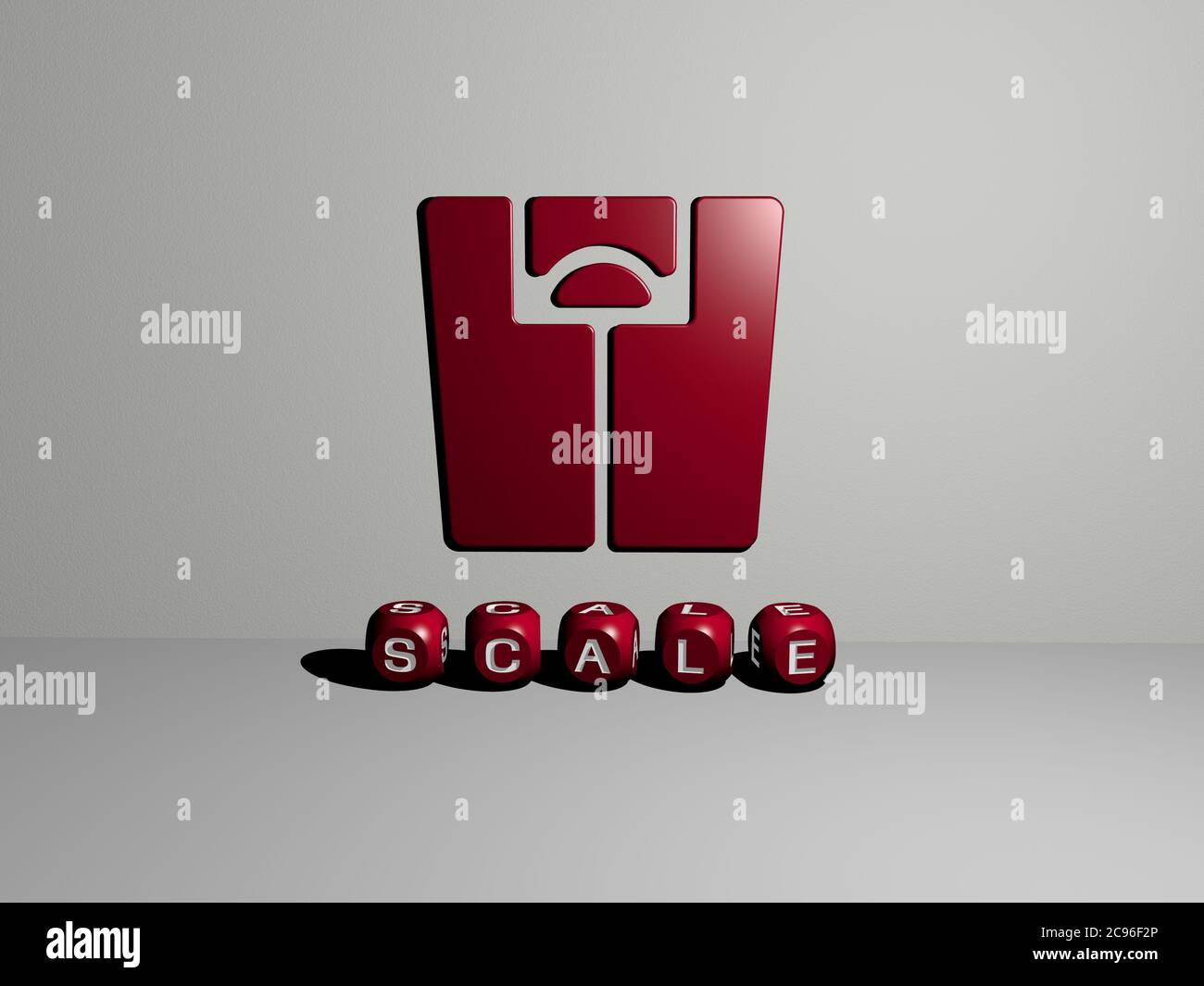3D representation of SCALE with icon on the wall and text arranged by ...