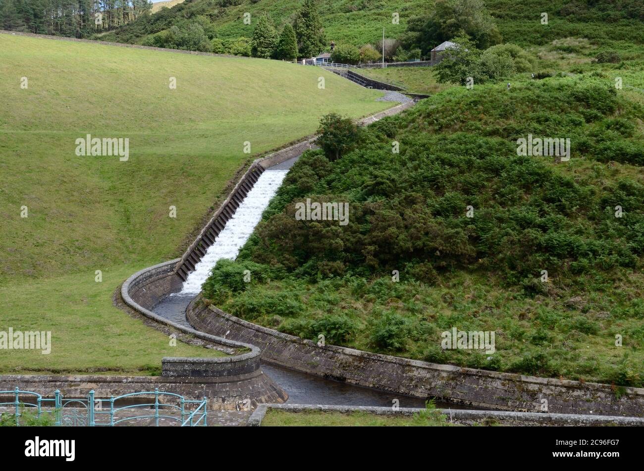 Spillway at  Upper Lliw Valley Reservoir Felindre Swansea Wales UK Stock Photo