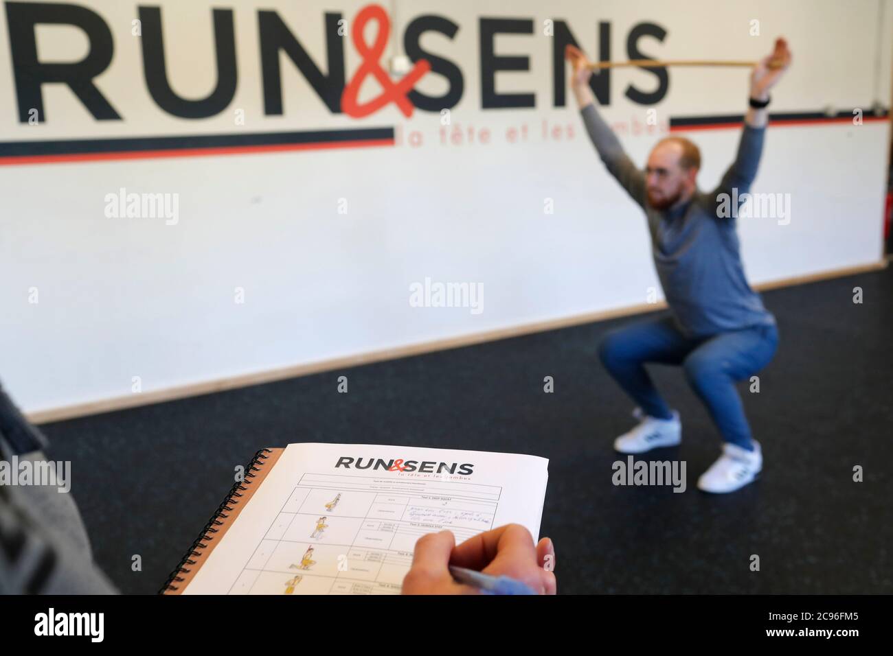 Run and Sens. Sports training center. Physical tests. Passy. France. Stock Photo
