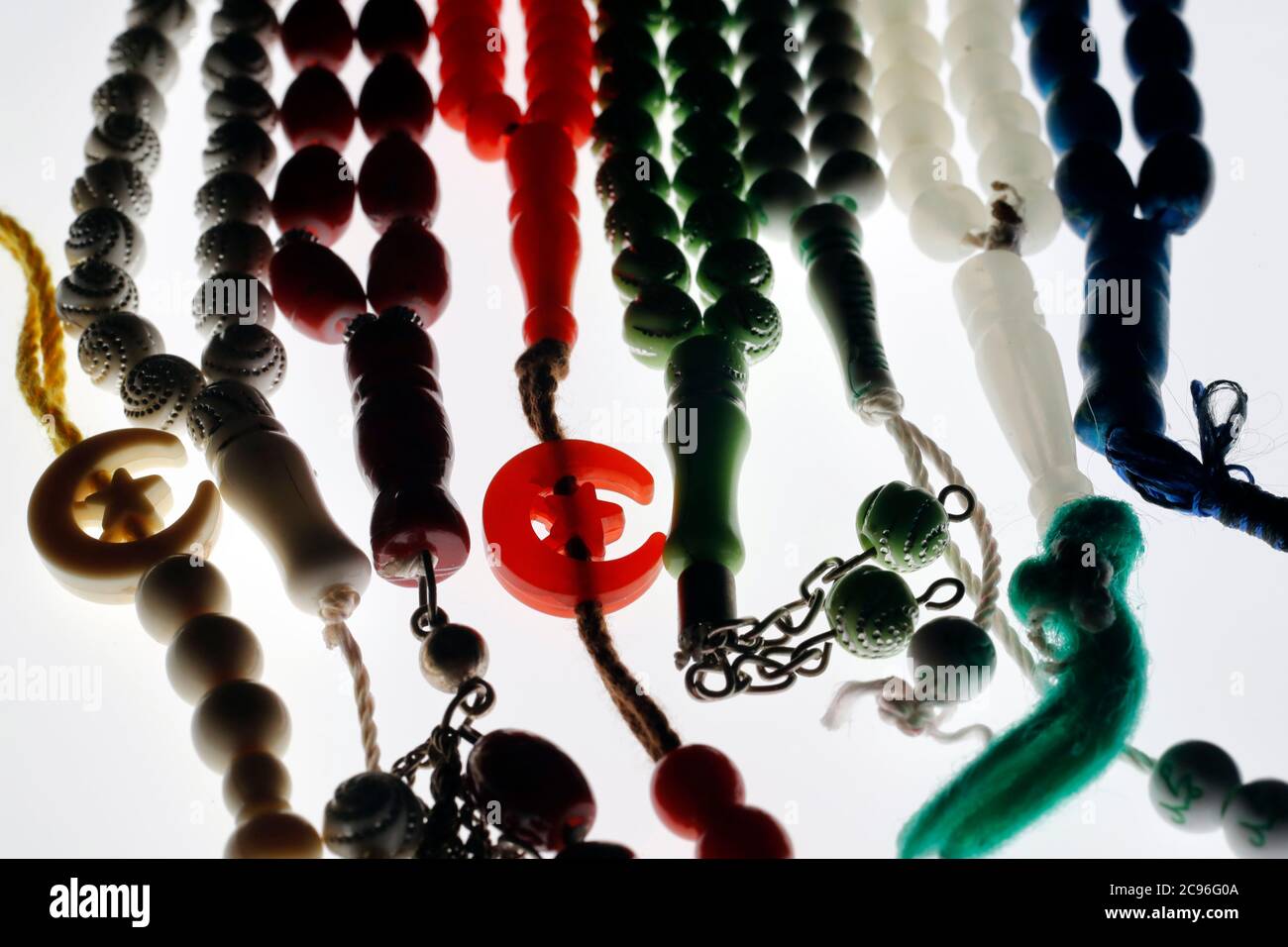 Different Tasbih (muslim prayer beads). France. Stock Photo