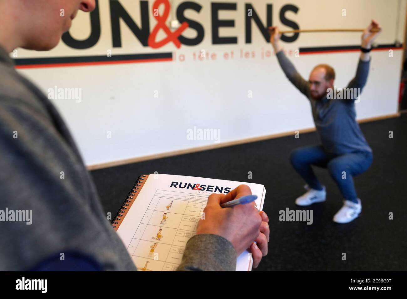 Run and Sens. Sports training center. Physical tests. Passy. France. Stock Photo