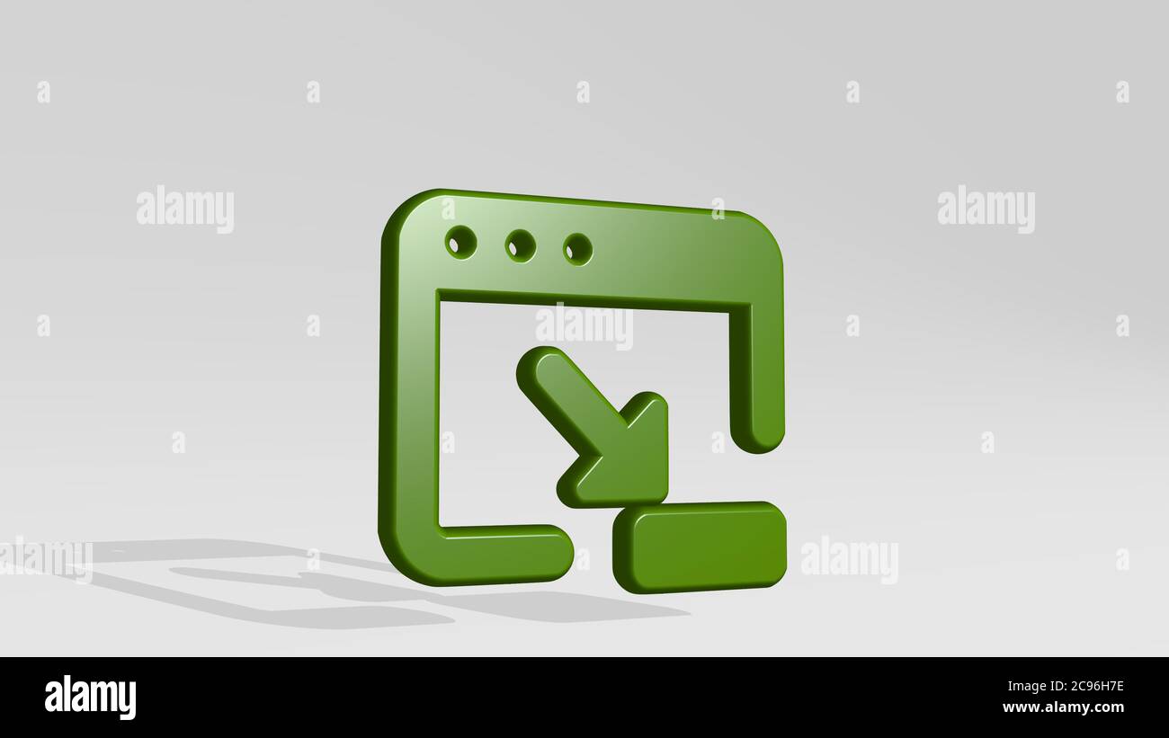 app window minimize stand with shadow. 3D illustration of metallic ...