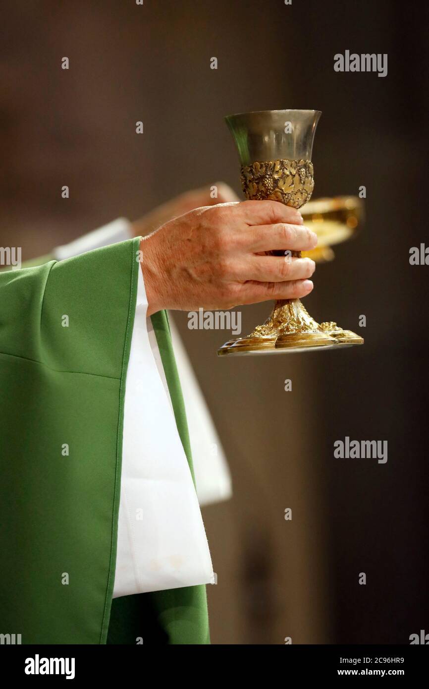 Basilica of Our Lady of Geneva.  Sunday mass.  Eucharist celebration.  Geneva. Switzerland. Stock Photo