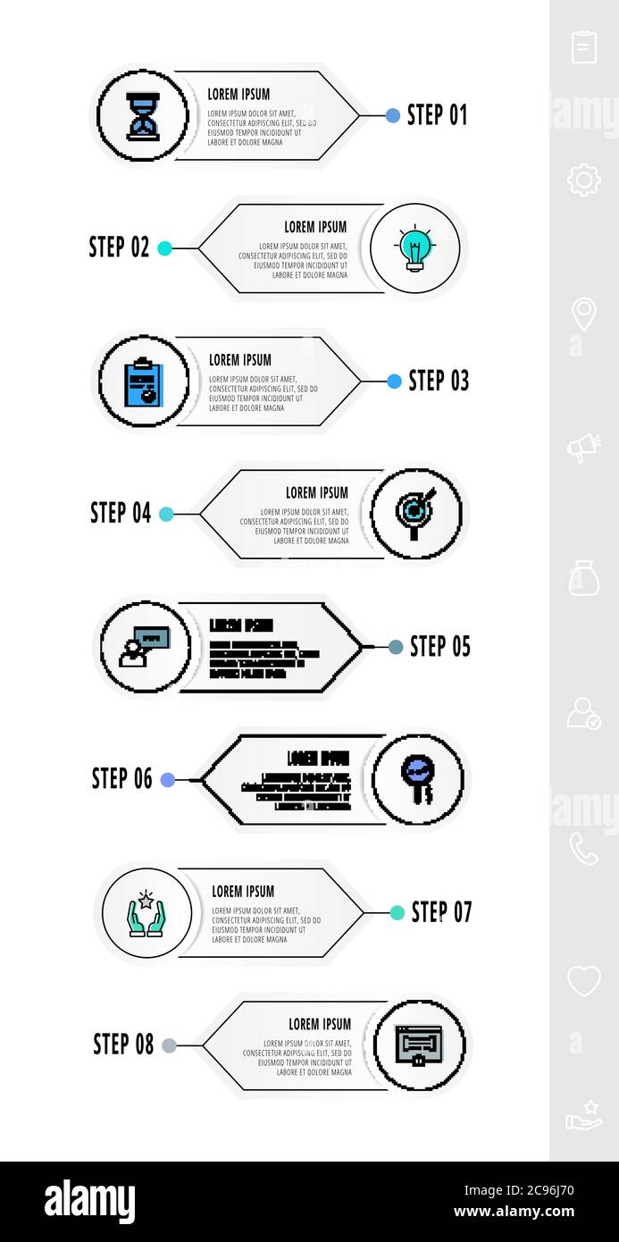 Vector circle infographics with 8 arrows. Eight step line template ...